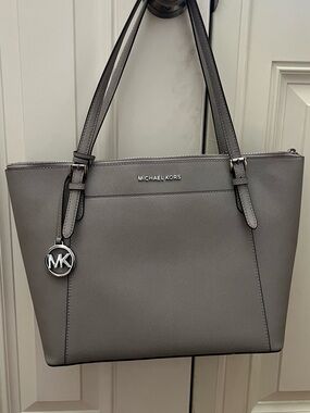 Michael Kors Gray Saffiano Leather Tote Bag Good Condition!